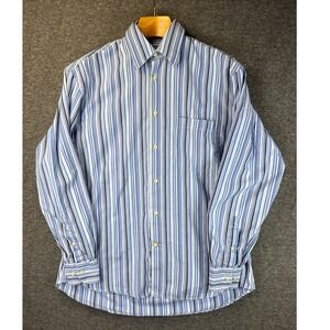 Canali Sportswear Blue Striped Long Sleeve Button Down Shirt Men Size M Italy